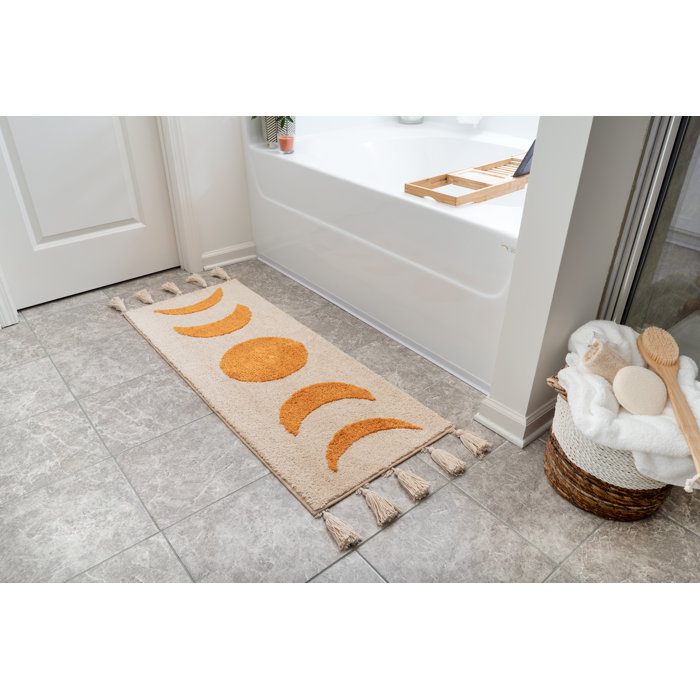 Brayden Studio® Boho Bathroom Rug Runner Moon Phases Bath Mat With